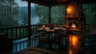 Thunderstorm Sounds from a Forest Cabin Balcony – Rain Sounds & Thunder for Deep Sleep