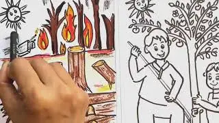 World Forestry Day poster easy | International day of Forest poster drawing | Save forests drawing