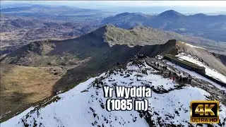 Yr Wyddfa (1085m) Drone Footage 4K UHD 360&deg; view from the top - Eryri National Park SNOWDONIA, Wales