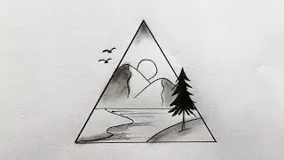 Super Easy Triangle Landscape Drawing | Simple Pencil Sketch for Absolute Beginners