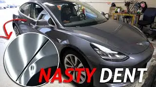 SUPER SHARP Tesla Model 3 Quarter Panel Dent Repair | Paintless Dent Repair