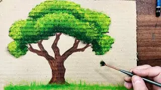 Tree painting 🌳| Easy Acrylic Brush Art #tree #painting #treedrawing