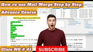 Mali Merge in Step-by-Step Print Multi Latter Mail Merge in invitation Card in  Ms Word Class NO# 41