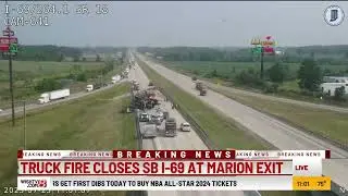 Truck fire closes SB I-69 at Marion exit
