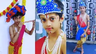 Krishna Makeup For School | Janmashtami Special | Krishna Dhoti Draping | Sri Krishna Fancy Dress