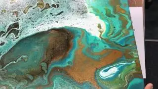( 126 ) Acrylic pouring red yellow orange turquoiseblue