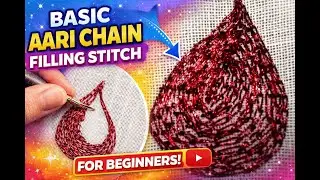 Learn Aari Chain Filling Stitch✨#basic #aariwork #filling #chain #stitch #embroidery #tutorial #art