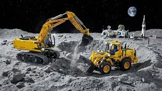 Construction Works: Lunar Mining Adventure with Lego Excavator & Lego Loader 🚀🏗️