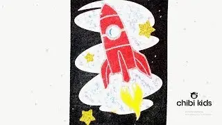Spaceship Rocket glitter Sand Art Coloring for kids!