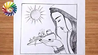 Chhath Puja Drawing / Chhat Puja Drawing Easy / how to draw chath puja drawing.