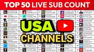 USA TOP 50 YouTubers Live Sub Count | MDM Live Subscriber Count Timelapse
