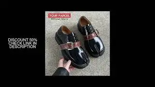 Tabi shoes for men leather detachable belt buckle niche design sense split toe shoes shiny surface l