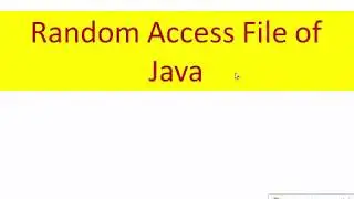 Random Access File in Java