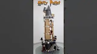 LEGO HARRY POTTER OWLERY Hogwarts tower Goblet of Fire movie build Harry & Cho Chang scene & Filch