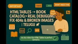 HTML Tables &rarr; Book Catalog + Real Debugging: Fix 404s & Broken Images | Telugu 🚀