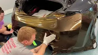 Subaru BRZ rear bumper wrapped in KPMF Gloss Copper Starlight iridescent vinyl.