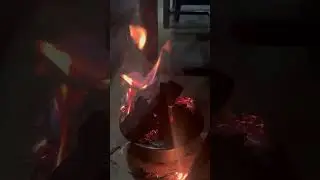Making fire with dry banana leaves #charcoal #bbq