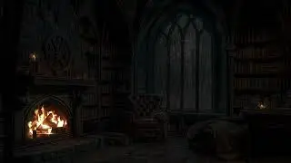 Moody Rainy Night with a Castle View | Soothing Fireplace, Rain Sounds & Cozy Ambience for Sleep