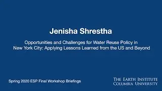 Opportunities and Challenges for Water Reuse Policy in New York City: Applying Lessons Learned