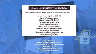 Hard Money Commercial loans. Mortgage Broker licensed in FL, GA, NC, TN,  IN, CT, VA, MO #homeloans
