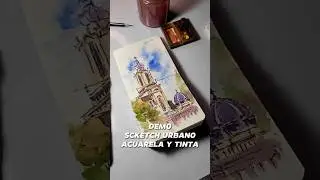 ACUARELA Y TINTA Demo Scketch edificio europeo #tutorialacuarela #acuarelafacil #acuarela
