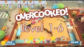 Overcooked 煮過頭 Level 1-6. 3 stars. 2 player