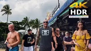4K HDR // Pattaya City & Beach Walking Tour | Ambiance sounds | Thailand 2022