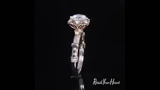 Vintage Round Moissanite Two Tone Flower Engagement Ring