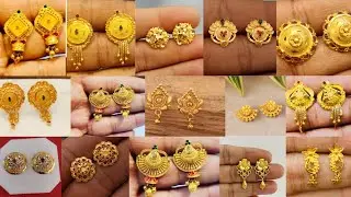 Lightweight Gold Earrings Design//Daily Wear Gold Earrings//22k Earrings Design 