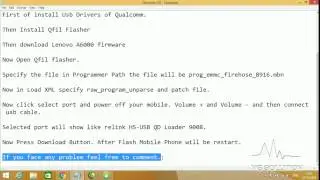 How to flash Lenovo A6000 With Qfil Flasher?