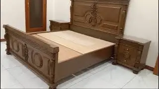 Walnut polish wedding bedroom set