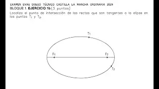 Ejercicio EVAU Castilla La Mancha 2024 Ordinaria 1b Curvas Cónicas Elipse Dibujo Técnico Bachillerat