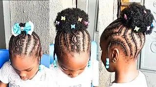 Baby Girl Cornrow Braids Updo | Detachable Ponytail Natural Hairstyle 😍 ( Very Easy & Quick)