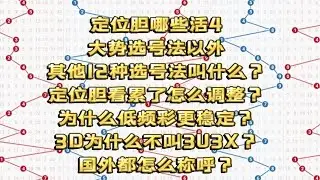 定位胆哪些活4，大势选号法以外，其他12种选号法叫什么？定位胆看累了怎么调整？为什么低频彩更稳定？3D为什么不叫3U3X？国外都怎么称呼？