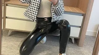 Elegant collections of latex & faux leather leggings pants outfits for women's// stylish leather