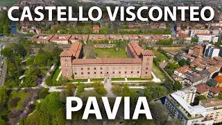 Visto dal drone Castello Visconteo di Pavia.  Musei Civici. Italy, Lombardy Aerial View 🇮🇹 [4K]