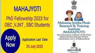 Mahajyoti PhD Fellowship for OBC, VJNT, SBC, Students
