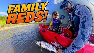 Father&ndash;Daughter Kayak Fishing for Big Redfish in Charleston