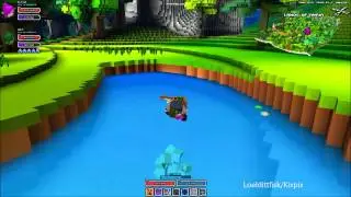 Cube World bouncing sniper on water