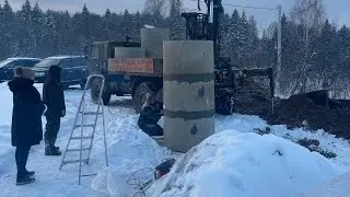 Бурение колодца машиной зимой👍👍👍 Копка колодца машиной!!!!
