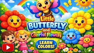 Little Butterfly 🦋and Colorful Flowers🌈 Kids Nursery Rhyme | Learn Colors| Fun #kids #viral