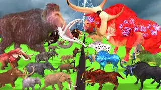 Prehistoric Mammals vs Modern Mammals Size Comparison Mammoth Vs Bull Animal Epic Battle