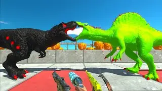 FPS PERSPECTIVE AND DARK T-REX vs ALIEN SPINOSAURUS DEATH RUN -   Animal Revolt Battle Simulator