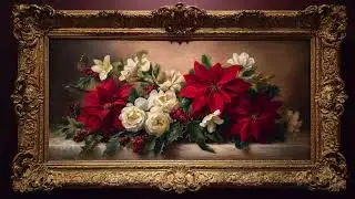 4K Christmas Poinsettia Art – Classic Holiday Floral Painting Loop for Frame TV