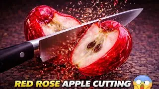 Red Rose Apple Cutting ASMR 🌹🍎 | Ultra-Realistic Satisfying Glass Fruit Slicing Sounds