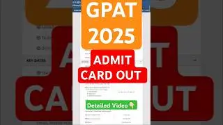 GPAT 2025 ADMIT CARD OUT, GPAT EXAM 2025 ADMIT CARD RELEASED DOWNLOAD NOW,ADMIT CARD GPAT 2025 #gpat