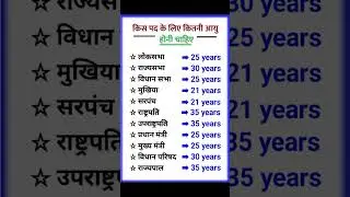 What should be the age for which post, post and minimum age, Age limit in India list #gk #gkgs #gkquestion