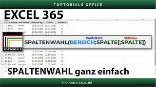 SPALTENWAHL Funktion in Excel ganz einfach