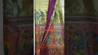 premium digital pen kalamkari crepe saree with Brocade blouse in contrast colour.