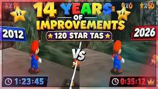 Super Mario 64 120 Star TAS: 2012 vs 2026 (Side-by-Side) SM64